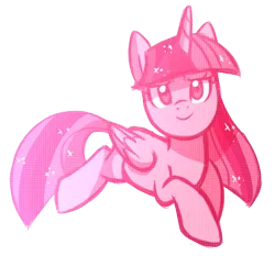 Size: 602x561 | Tagged: safe, artist:kaji-tanii, derpibooru import, twilight sparkle, twilight sparkle (alicorn), alicorn, pony, female, mare, monochrome, palette swap, pink, recolor, solo