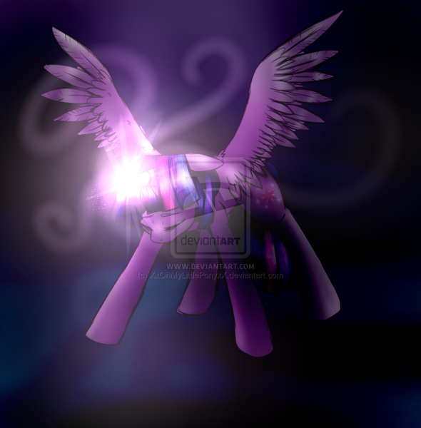 Size: 1024x1041 | Tagged: safe, artist:rflzqt, derpibooru import, twilight sparkle, twilight sparkle (alicorn), alicorn, pony, female, glowing horn, horn, magic, mare, solo, watermark