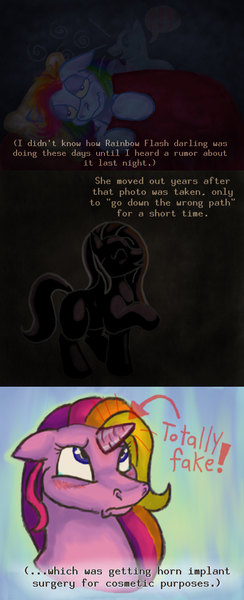 Size: 500x1232 | Tagged: artist:ratdust, ask, ask g3 dashie, comic, derpibooru import, fake horn, g3, rainbow dash, rainbow dash (g3), rainbow flash, safe, tumblr