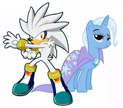 Size: 480x423 | Tagged: artist needed, crossover, derpibooru import, pose, safe, silver the hedgehog, sonic the hedgehog (series), source needed, trixie