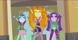 Size: 1366x703 | Tagged: safe, derpibooru import, screencap, adagio dazzle, aria blaze, sonata dusk, equestria girls, equestria girls (movie), rainbow rocks, caption, the dazzlings, youtube link