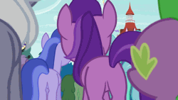 Size: 800x450 | Tagged: amethyst star, animated, breathing, butt, butt shake, derpibooru import, edit, edited screencap, eyes on the prize, it ain't easy being breezies, leering, pervert, plot, safe, screencap, spike