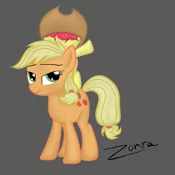 Size: 500x500 | Tagged: apple bloom, applejack, applejack's hat, artist:zonra, cowboy hat, derpibooru import, hat, safe, simple background