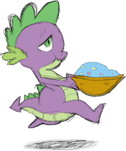 Size: 743x892 | Tagged: artist:ponescribbles, bedroom eyes, derpibooru import, green isn't your color, running, safe, scene interpretation, simple background, solo, spike