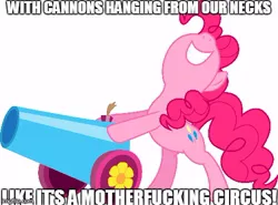 Size: 490x363 | Tagged: caption, derpibooru import, french (song), image macro, meme, odd future, party cannon, pinkie pie, safe, solo, song reference, text, tyler the creator, vulgar