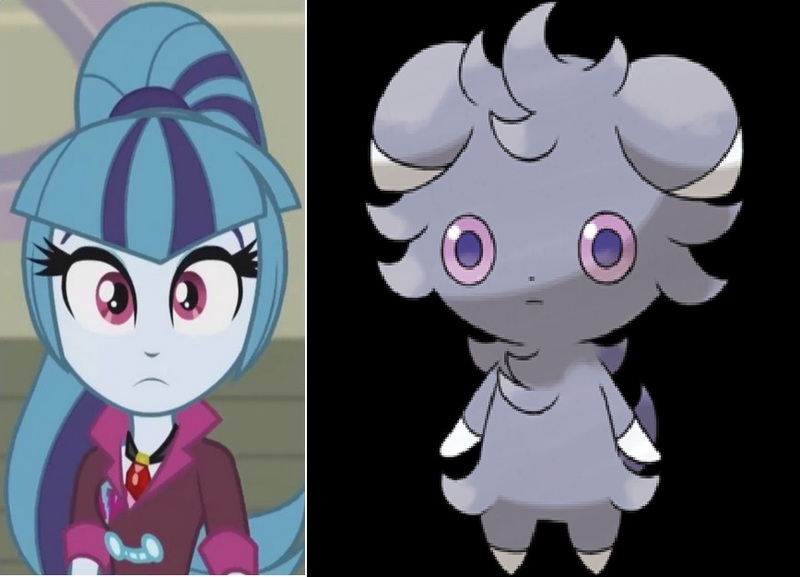 Size: 868x626 | Tagged: safe, derpibooru import, sonata dusk, espurr, equestria girls, rainbow rocks, pokémon, stare, starenata, thousand yard stare