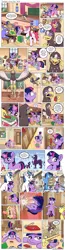 Size: 1200x4626 | Tagged: safe, artist:muffinshire, derpibooru import, night light, shining armor, smarty pants, twilight sparkle, oc, oc:gisela, gryphon, comic:twilight's first day, bag, book, classroom, comic, cookie, cookie jar, derp, female, filly, flashback, food, key, locker, lockpicking, magic, muffinshire is trying to murder us, princess celestia's school for gifted unicorns, professionalism, quill, saddle bag, scroll, slice of life, smoking horn, telekinesis, theme song, writing