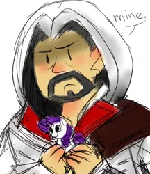 Size: 674x781 | Tagged: artist:voraire, assassin's creed, crossover, derpibooru import, ezio auditore, rarity, safe