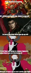 Size: 603x1394 | Tagged: derpibooru import, dynasty warriors, everyone steals tirek's meme, ganondorf, hyrule warriors, lord tirek, lu bu, meme, safe, the legend of zelda, this will end in death