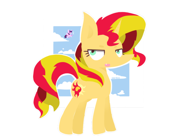 Size: 1024x720 | Tagged: safe, artist:chibi-love69, derpibooru import, sunset shimmer, twilight sparkle, twilight sparkle (alicorn), alicorn, pony, unicorn