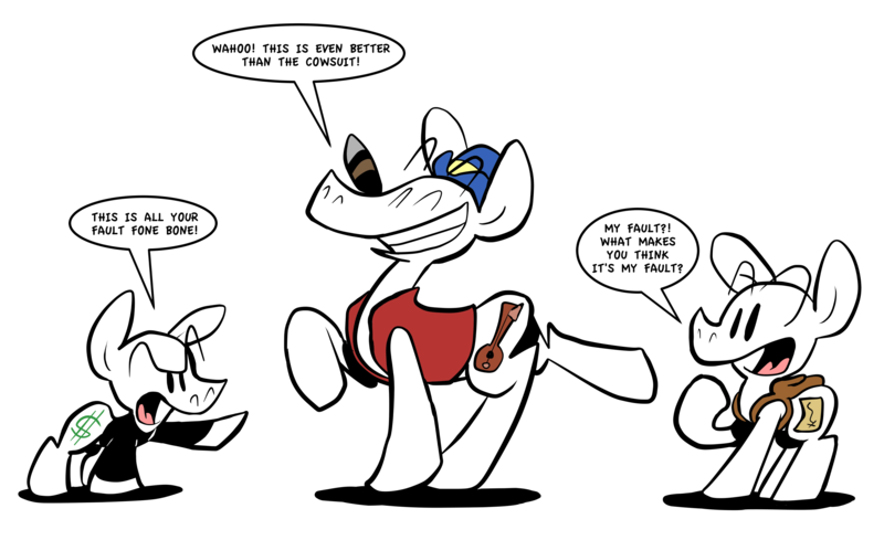 Size: 2693x1645 | Tagged: safe, artist:joeywaggoner, derpibooru import, ponified, pony, bone (comic), commission, fone bone, phoney bone, smiley bone