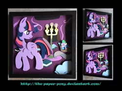 Size: 1280x958 | Tagged: safe, artist:the-paper-pony, derpibooru import, spike, twilight sparkle, twilight sparkle (alicorn), alicorn, pony, female, mare, shadowbox, sleeping