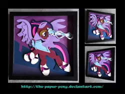 Size: 1280x958 | Tagged: safe, artist:the-paper-pony, derpibooru import, masked matter-horn, twilight sparkle, twilight sparkle (alicorn), alicorn, pony, power ponies (episode), clothes, costume, female, mare, power ponies, shadowbox, solo