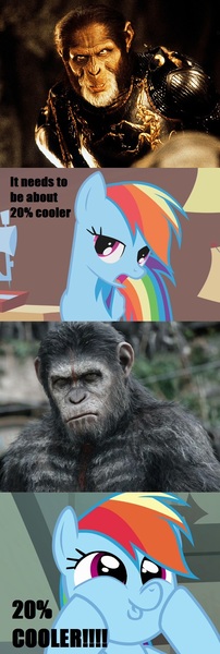 Size: 616x1832 | Tagged: 20% cooler, ape, caesar, chimpanzee, count caesar, dawn of the planet of the apes, derpibooru import, planet of the apes, rainbow dash, safe, thade