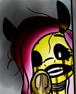 Size: 250x311 | Tagged: animatronic, derpibooru import, five nights at aj's, flutterchica, fluttershy, looking at you, semi-grimdark, stare, the stare