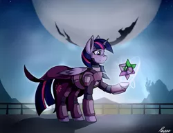 Size: 2850x2200 | Tagged: safe, artist:whitepone, derpibooru import, spike, twilight sparkle, twilight sparkle (alicorn), alicorn, pony, armor, blushing, cape, clothes, destiny, destiny (game), dinklebot, female, mare, warlock (destiny)