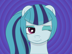 Size: 1596x1203 | Tagged: safe, artist:twalot, derpibooru import, sonata dusk, ponified, pony, animated, solo, that's all folks