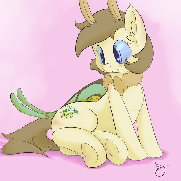 Size: 1500x1500 | Tagged: antennae, artist:mrrowboat, blushing, breezie, butt, derpibooru import, frog (hoof), hoofbutt, male, micro, moth, mothpony, oc, oc:moon dust, original species, plot, safe, size difference, trap, underhoof, unofficial characters only, wings