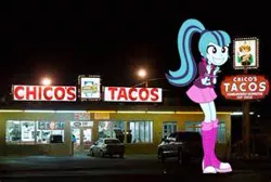 Size: 300x201 | Tagged: safe, derpibooru import, sonata dusk, equestria girls, rainbow rocks, chico's tacos, food, sonataco, taco, that girl sure loves tacos