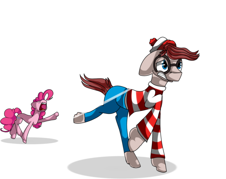 Size: 1024x811 | Tagged: safe, artist:vampdoq, derpibooru import, pinkie pie, ponified, pony, waldo, where's waldo