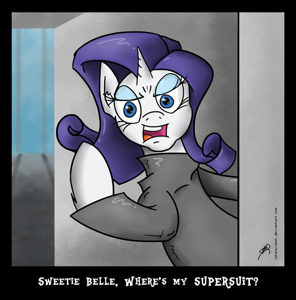 Size: 1050x1062 | Tagged: artist:jorobro, crossover, derpibooru import, frozone, rarity, safe, solo, the incredibles, where is my super suit?