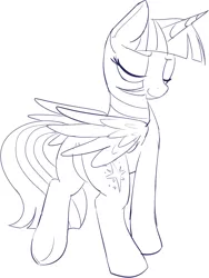 Size: 683x908 | Tagged: safe, artist:mcsadat, derpibooru import, twilight sparkle, twilight sparkle (alicorn), alicorn, pony, butt, female, grayscale, mare, monochrome, plot, simple background, solo