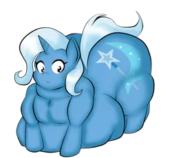 Size: 1445x1330 | Tagged: safe, artist:mad'n evil, derpibooru import, trixie, pony, unicorn, belly, butt, expansion, fat, female, flank, huge butt, impossibly large butt, large, large butt, mare, morbidly obese, obese, plot, solo, the great and bountiful trixie, weight gain