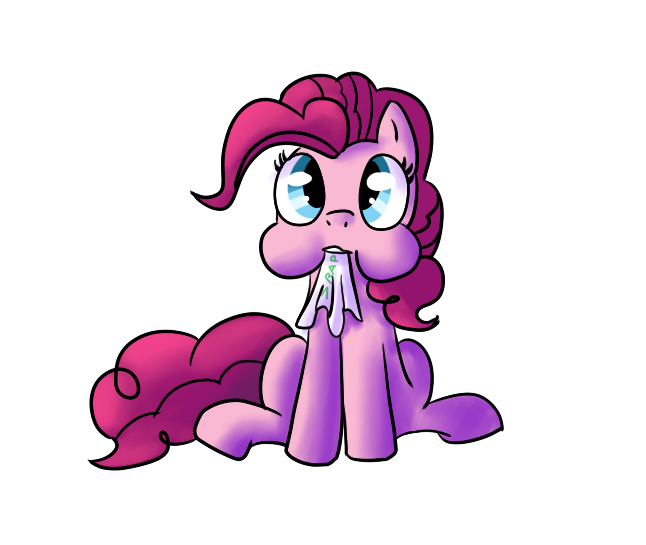 Size: 646x545 | Tagged: artist:nasse, artist:tess, colored, derpibooru import, eating, looking at you, nom, paper, pinkie pie, puffy cheeks, >rape, safe, sitting, solo