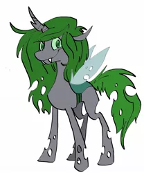 Size: 1275x1536 | Tagged: artist:chrysalist, artist:goatsocks, changeling, derpibooru import, green changeling, oc, oc:gänger, safe, solo, unofficial characters only
