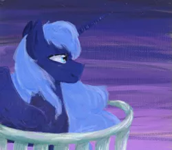 Size: 585x508 | Tagged: artist:amber flicker, derpibooru import, dusk, lunadoodle, oil painting, princess luna, queen luna, safe, solo, traditional art, twilight (astronomy)