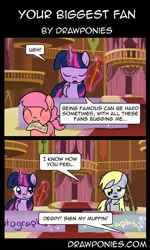 Size: 692x1154 | Tagged: safe, artist:drawponies, derpibooru import, derpy hooves, twilight sparkle, twilight sparkle (alicorn), oc, alicorn, pony, autograph, comic, dialogue, famous, female, mare