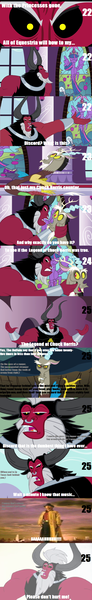 Size: 640x4182 | Tagged: safe, derpibooru import, discord, lord tirek, twilight sparkle, twilight sparkle (alicorn), alicorn, pony, chuck norris, counter, exploitable meme, female, mare, meme, scorpan's necklace, theme song, this will end in death, tirek is doomed, tirek vs everyone meme, walker texas ranger