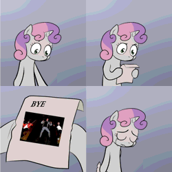 Size: 1000x1000 | Tagged: animated, crying, derpibooru import, exploitable meme, meme, nsync, obligatory pony, safe, sweetie belle, sweetie's note meme