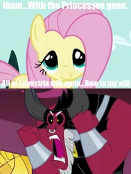 Size: 526x694 | Tagged: artist:void heart, comedy, cute, derpibooru import, everyone steals tirek's meme, exploitable meme, fluttershy, if that's okay with you, lord tirek, meme, safe, scorpan's necklace, tirek is pissed