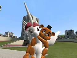 Size: 1024x768 | Tagged: 3d, alicorn, crossover, derpibooru import, five nights at freddy's, freddy fazbear, gmod, gmod fausticorn, oc, oc:fausticorn, suggestive, unofficial characters only