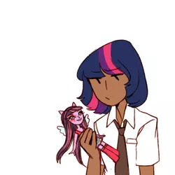 Size: 500x500 | Tagged: safe, artist:mimimonlon, derpibooru import, twilight sparkle, twilight sparkle (alicorn), alicorn, human, equestria girls, rainbow rocks, doll, humanized, inception, solo, toy, unimpressed