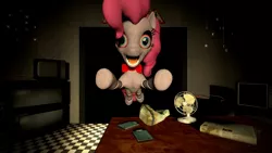 Size: 1600x900 | Tagged: 3d, animatronic, artist:oudieth, bloodshot eyes, bonnie pie, crossover, derpibooru import, five nights at aj's, five nights at aj's 2, gmod, jumpscare, leaping, pinkica, pinkica pie, pinkie pie, semi-grimdark