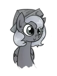 Size: 300x394 | Tagged: artist:munadrake, cartographer's cap, derpibooru import, female, filly, grayscale, hat, monochrome, princess luna, safe, smiling, solo, woona, younger