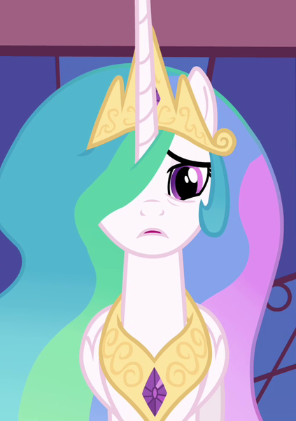 Size: 508x720 | Tagged: derpibooru import, princess celestia, regretful celestia, sad, safe, screencap, solo, twilight's kingdom