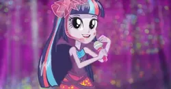 Size: 720x375 | Tagged: safe, derpibooru import, twilight sparkle, twilight sparkle (alicorn), alicorn, equestria girls, rainbow rocks, :d, box art, commercial, doll, equestria girls prototype, magic of friendship (rainbow rocks), singing, solo, stupid killing floor quote tag, toy