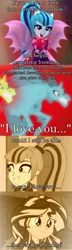 Size: 800x2763 | Tagged: safe, derpibooru import, edit, edited screencap, screencap, sonata dusk, sunset shimmer, hippocampus, merpony, siren, equestria girls, rainbow rocks, bleach (manga), comic, female, lesbian, photoshop, quote, screencap comic, shipping, spoiler, sunata