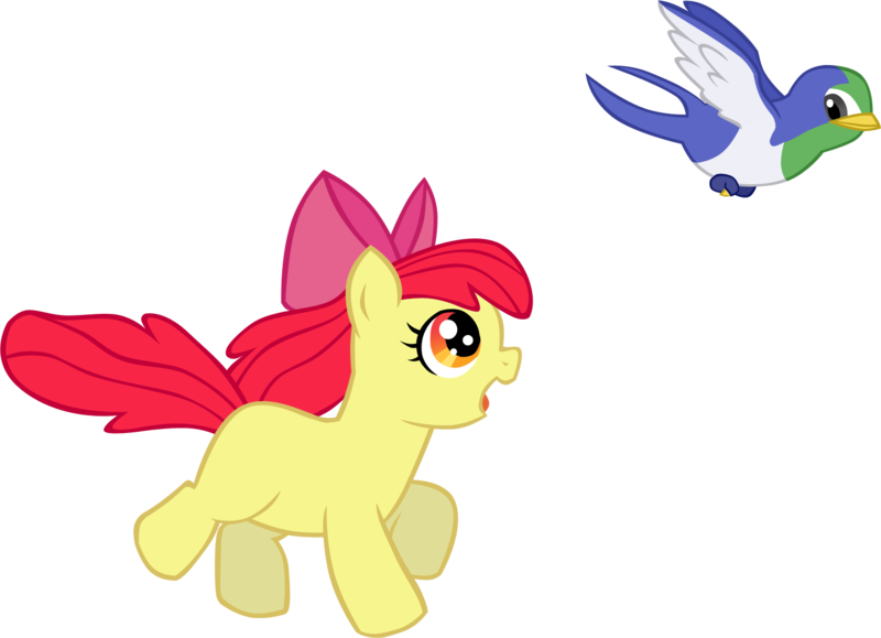 Size: 1449x1049 | Tagged: apple bloom, artist:ludiculouspegasus, bird, derpibooru import, pokémon, pokémon advanced, pokémon emerald, pokémon ruby and sapphire, running, safe, shiny pokémon, taillow