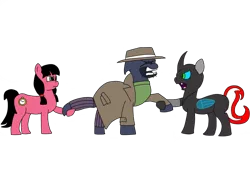 Size: 1024x724 | Tagged: safe, artist:rioumcdohl26, derpibooru import, oc, oc:beanseh, oc:macdolia, oc:necro mortem, unofficial characters only, earth pony, hybrid, pony, chrysalis army's investigation bureau, curse of the lost kingdom, doctor who, pigtails, time lady, time travelers