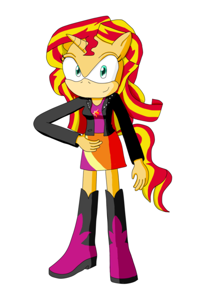 Size: 1020x1536 | Tagged: anthro, artist:infinityr319, crossover, derpibooru import, plantigrade anthro, safe, simple background, sonicified, sonic the hedgehog (series), style emulation, sunset shimmer, transparent background
