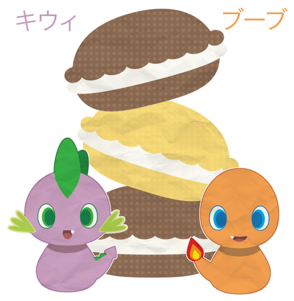 Size: 2550x2609 | Tagged: artist:itachi-roxas, charmander, crossover, derpibooru import, food, japanese, macaron, pokémon, safe, spike