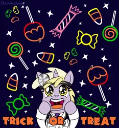 Size: 1400x1500 | Tagged: safe, artist:outofworkderpy, derpibooru import, dinky hooves, pony, unicorn, apple, candy, candy apple (food), clothes, costume, cute, dinkabetes, doctor, excited, female, filly, food, halloween, head mirror, heart eyes, holiday, looking up, nightmare night, open mouth, outofworkderpy, smiling, solo, sparkles, starry eyes, wingding eyes