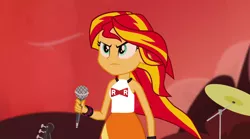 Size: 1300x725 | Tagged: safe, derpibooru import, sunset shimmer, equestria girls, rainbow rocks, caption, dragon ball z, exploitable, exploitable meme, image macro, meme, red ribbon army, solo, sunset's shirt meme, text