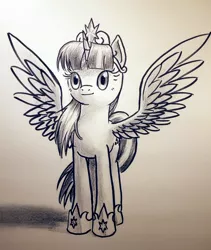 Size: 1836x2175 | Tagged: safe, artist:yo-yall, derpibooru import, twilight sparkle, twilight sparkle (alicorn), alicorn, pony, female, mare, solo, spread wings, traditional art, wings