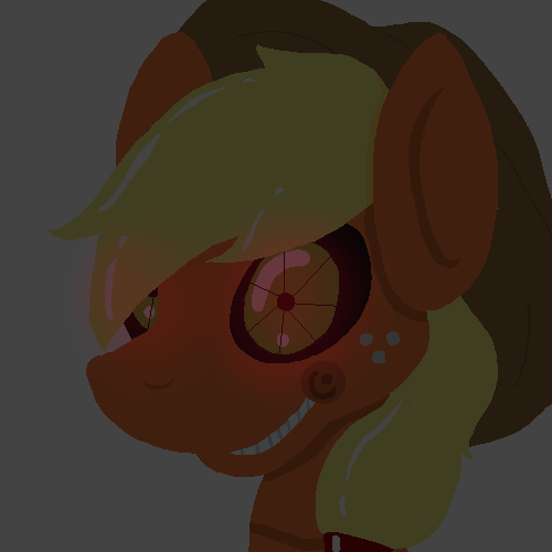 Size: 500x500 | Tagged: animatronic, applefreddy, applejack, crazy face, creepypasta, derpibooru import, faic, five nights at aj's, five nights at freddy's, glowing eyes, robot, safe, solo