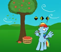 Size: 706x596 | Tagged: apple, artist:muffinsforever, derpibooru import, food, rainbow dash, safe, solo, the legend of zelda, the legend of zelda: the wind waker, tree, wind's requiem